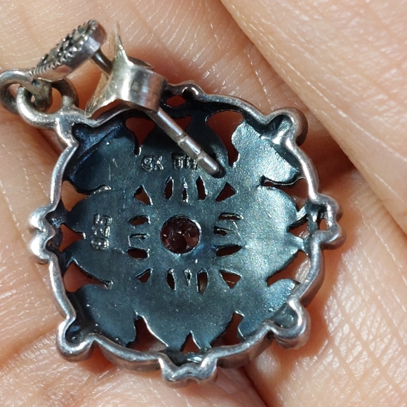 #0011 Vintage Sterling Silver Marcasite CZ Dangling Earrings SX Thai 925 - Picture 5 of 5